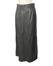 Vintage Preston & York Gray Genuine Leather Maxi Skirt Size 12 picture