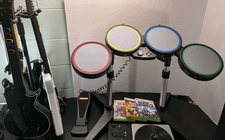 Xbox 360 Rock Band Bundle, Drums, 3 Guitars, Mic, DJ Turntable Fully Tested READ picture