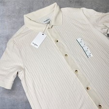 New Goodfellow & Co Ribbed Knit Polo Shirt Men M Button Up Short Sleeve Standard picture
