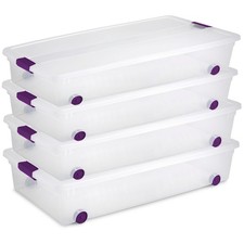 Sterilite 60 Qt ClearView Latch Wheeled Stackable Storage Box, 4 Pack picture