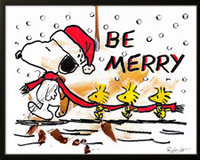 Rutenberg Original 11x14 Folk Snoopy Be Merry Painting Signed Art On Paper picture