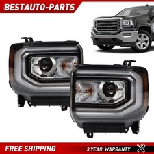 For 2016-2018 GMC Sierra 1500 HID/Xenon Type LED DRL Projector Headlights Lamps picture