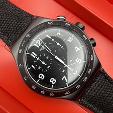 ⚫️⚫️ SWATCH DESTINATION NYC YVB402 Chronograph Black Swiss Quartz 43mm Watch picture