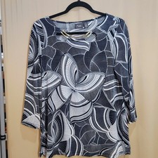 Travelers by Chicos Top Womens Medium Abstract Coastal Grandma Stretch picture