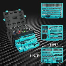 DURATECH 497PCS Mechanics Tool Set w/SAE and Metric Sockets w/3 Drawer Tool Box picture