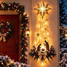 Nativity Wall Decor Christmas Holy Family Star LED Light Hanging Ornament picture