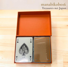UNused HERMES 2 deck of playing cards Striped pattern Silver Edge Mini Brand Box picture