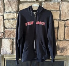 VTG Early 00s FBM BMX Bike Co. Zip Up Hoodie Black Spellout Logo Size Men’s Sz L picture