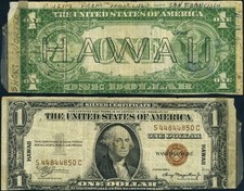 FR. 2300 $1 1935-A Hawaii Note Short Snorter Fine+ picture