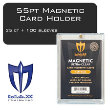 25ct Max Pro UV Ultra Clear Magnetic Card Holder 55pt w/Sleeve Size plus Sleeves picture
