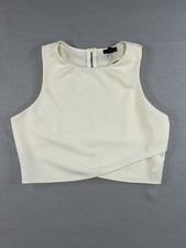 NWT*EXPRESS* Ivory Sleeveless Cutout Zip Back Crop Top - Sz M Sexy Sleek picture