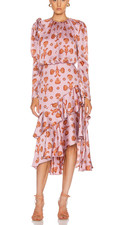 Johanna Ortiz Acordeon Del Mar Violet Fog & Chili Pepper Midi Dress Sz 6 A011679 picture