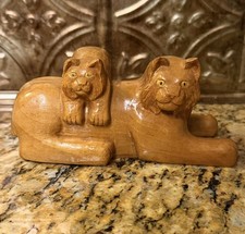 Vtg Hand Carved Wooden Cat Kitten Sculpture Statue Artisanal Home Decor Art folk picture