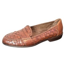 Cole Haan Bragano Penny Loafers Brown Woven Leather Made in Italy Mens 7 Vintage picture