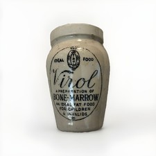 Antique Virol Bone Marrow Stoneware Jar Advertising Pot England Early 1900s picture