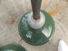 Vintage Light Green Porcelain Enamel Industrial Barn Gas Station Sign, Ceiling. picture