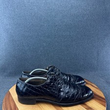 Vtg Footjoy Bootmakers Black Genuine Alligator Wing-Tip Dress Shoes Mens 13AA picture