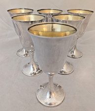 (6) 1929 Gorham Sterling Silver Wine / Water Goblets No Mono 882g #A1693 Puritan picture