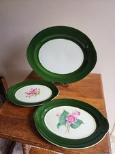 Lot of 3 VTG Oval Green Trim Serving Plates Nautilus-Homer Laughlin/Taylor Smith picture