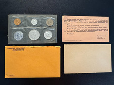 1961 US P Mint Proof Set Original Gov't Flat Pack 5 Coins Some 90% Silver Coins picture
