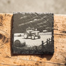 Rustic Laser Engraved Slate Coasters Unique Gift Idea 🩶 4 Pack  🖤 Farmhouse picture