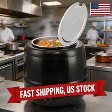 10.5QT Electric Round Drum Soup Warmer - Knob-Controlled Adjustable Temp, Hinged picture