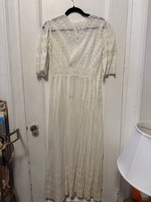 Antique Edwardian White Irish Lace Eyelet Cotton Lawn Lingerie Tea Summer Dress picture