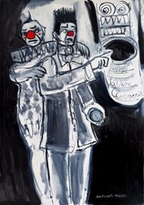 Michel Suret-Canale - La divine clownnerie - Oil on canvas 100 x 70 cm CLOWN picture