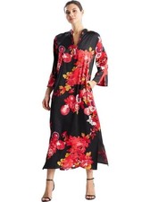 N Natori Empress Printed Satin Mandarin Caftan Size S NWT $88 picture