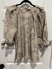 ENTRO Boutique Floral Top Size L / Large 3/4 Sleeve With Bow picture
