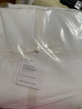 Pottery Barn Essential Cal King Sateen Sheet Set 300 Thread Count White NEW picture