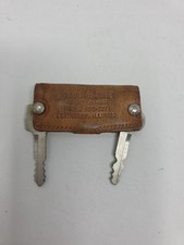 Vintage Hank's Garage, Lexington Illinois IL Brown Leather FORD Dual Key Holder picture