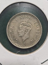 1944 British India 1/4 Rupee Silver Coin - George VI - KM# 547 - Bombay Mint picture