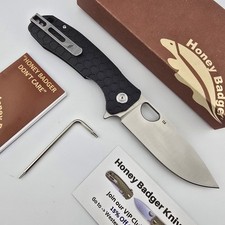 Honey Badger HB1008 Large Folding Knife Flipper D2 Black FRN Liner Lock FL-D2BLK picture