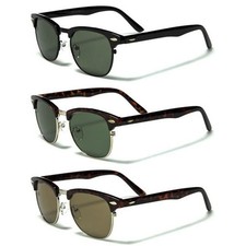 Retro Rewind Small Club Sunglasses Men's Vintage 80s Glass Lens Eyewear Black picture