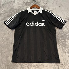 Adidas Archive Collar Engineered Jersey Mens Medium Black Short Sleeve picture