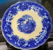 Antique 19thC W Adams Fairy Villas Flow Blue 12