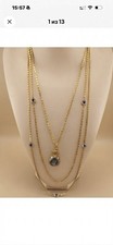 Vintage Multi-Strand Gold-Tone Long Necklace with Crystal Accents & Pendant | St picture