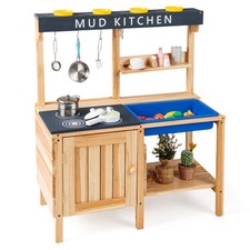 Costway Outdoor Mud Kids Kitchen Playset Wooden Pretend Play Toy with Kitchenwar picture