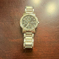 Bulova Women's Quartz Analog Black Dial SS Bracelet Watch Day Date 24HR picture