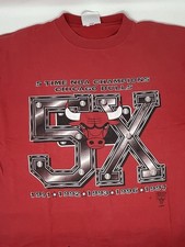 Vintage 1997 Chicago Bulls NBA Logo Athletic NBA Champs T Shirt Flaws (L) picture