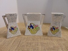 Vtg MCM Speckled Salt Pepper Shakers & Matching Vase Veggies/Basket Design Japan picture