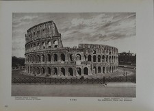 Antique Ancient Rome Exterior of Colosseum Wall Art Print 1920 Original History picture