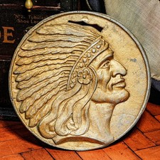 Art Nouveau Antique Native American Indian Chief Wall Plaque Medallion picture