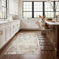 Neutral 3x5 Rug Non-Slip: Washable Area Rug for Bedroom Entryway Kitchen Bath... picture