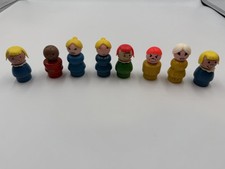 Vintage Fisher Price Little People Wooden Figures Lot of 8 Original 1960s 70s picture