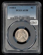1938-S 5c Jefferson Nickel - PQ Key Date Looks UNC - PCGS AU 58 - SKU-X7007 picture