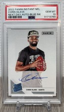 Chris Olave RC 2022 Panini Instant NFL Next Day Auto BLUE INK PSA 10 Pop 1 picture
