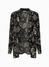Vikki Vi Black White Floral Open Jacket Cardigan 1X NWT picture
