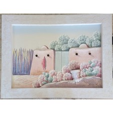 Southwestern 3D Wall Art Original Painting Kris K Adobe Desert Scene 46x35 picture